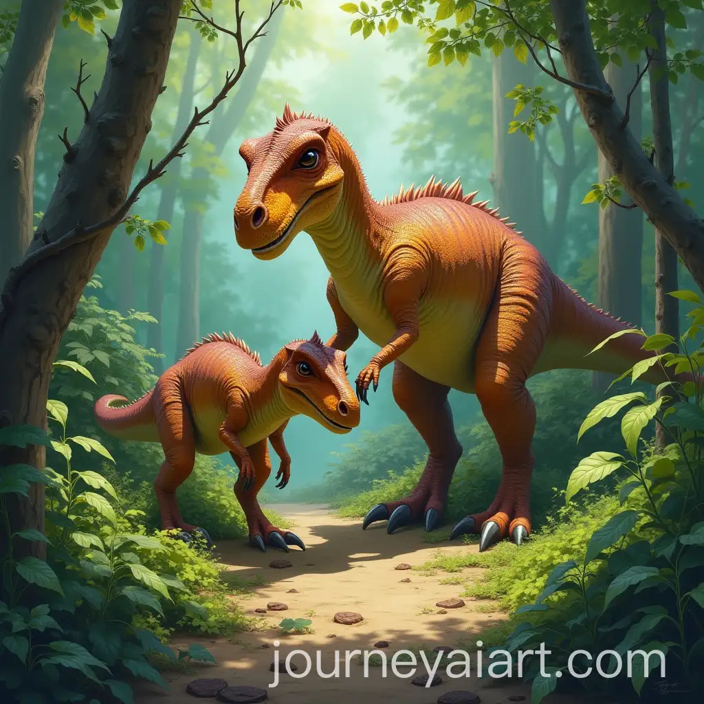 Impressionistic-Atlascopcosaurus-Nurturing-Offspring-in-a-Lush-Jungle