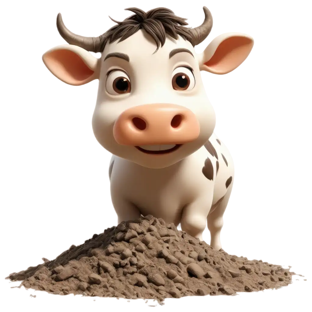 Cartoon-Style-Animation-PNG-of-a-Cow-Eating-Bentonite-Soil