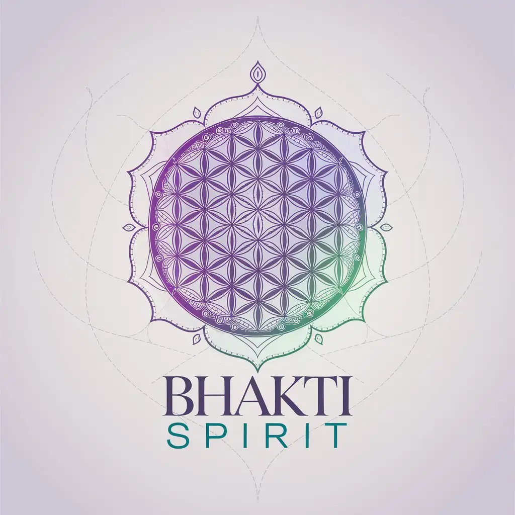 LOGO Design For Bhakti Spirit Flower of Life Symbol in Purple and Turquoise