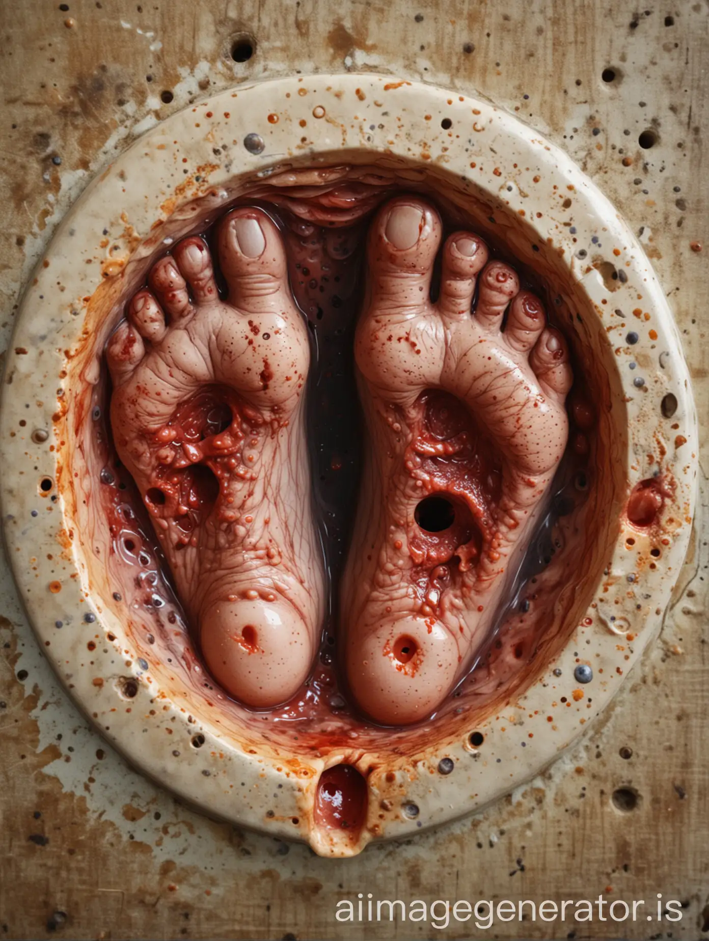 HyperRealistic-Depiction-of-Tripophobia-Skin-Disease-on-Foot-with-Crust-Blood-and-Mold
