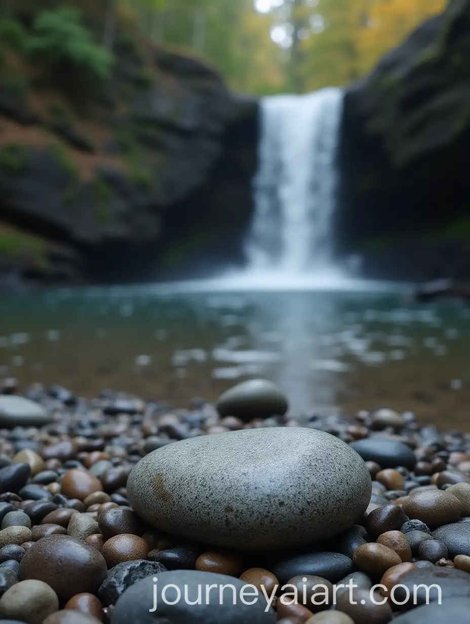 Shiny-Pebbles-and-Large-Rocks-by-Waterfall-Edge