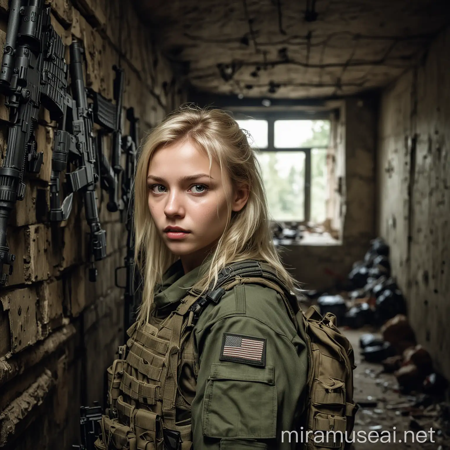 Young Girl in Military Bunker with Escape From Tarkov Mercenaries