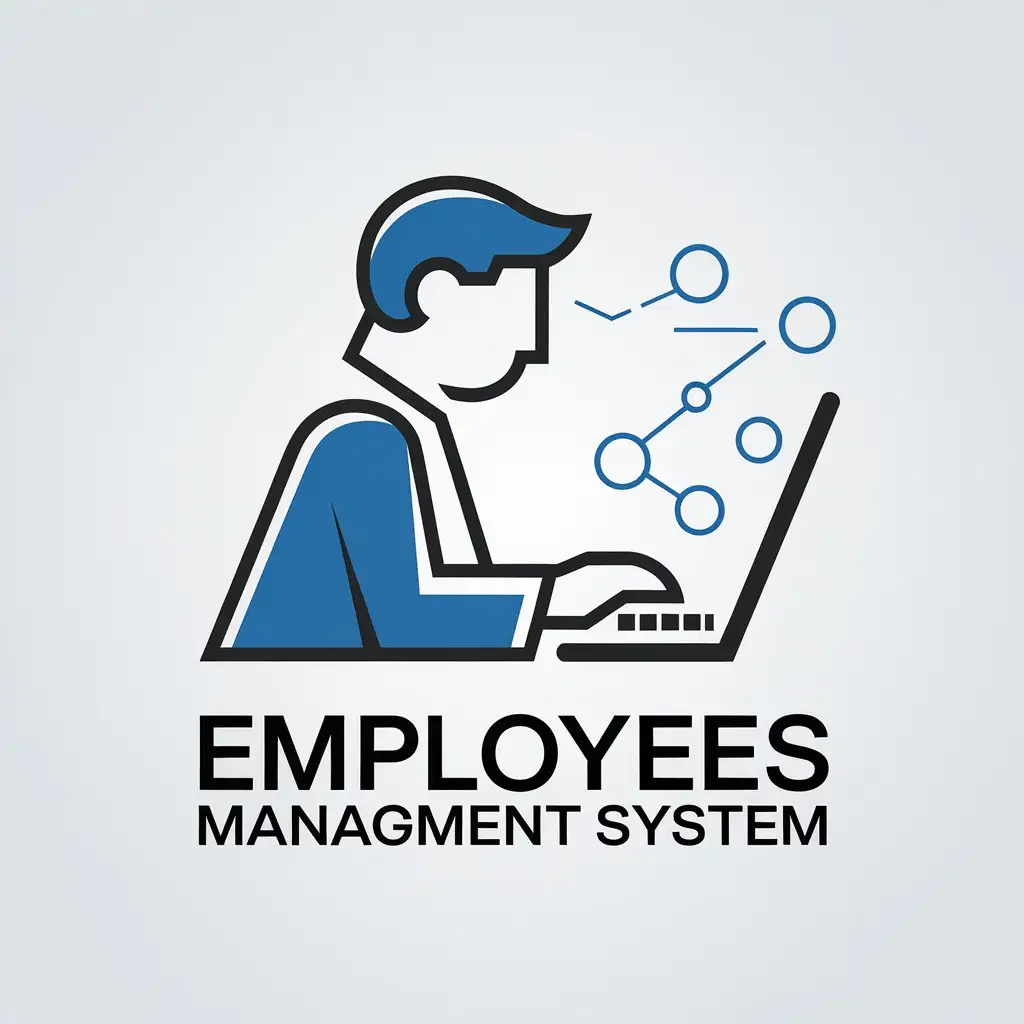 LOGO Design for Employees Management System Employee with Laptop Typing in a Modern TechnologyInspired Style