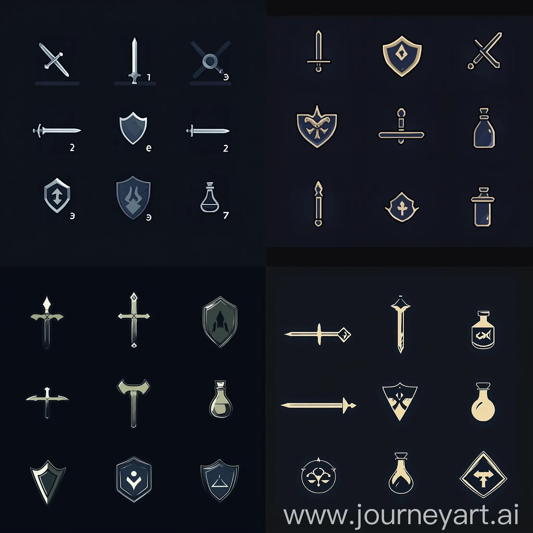 Minimalist-MMORPG-Weapon-Shield-and-Potion-Icons