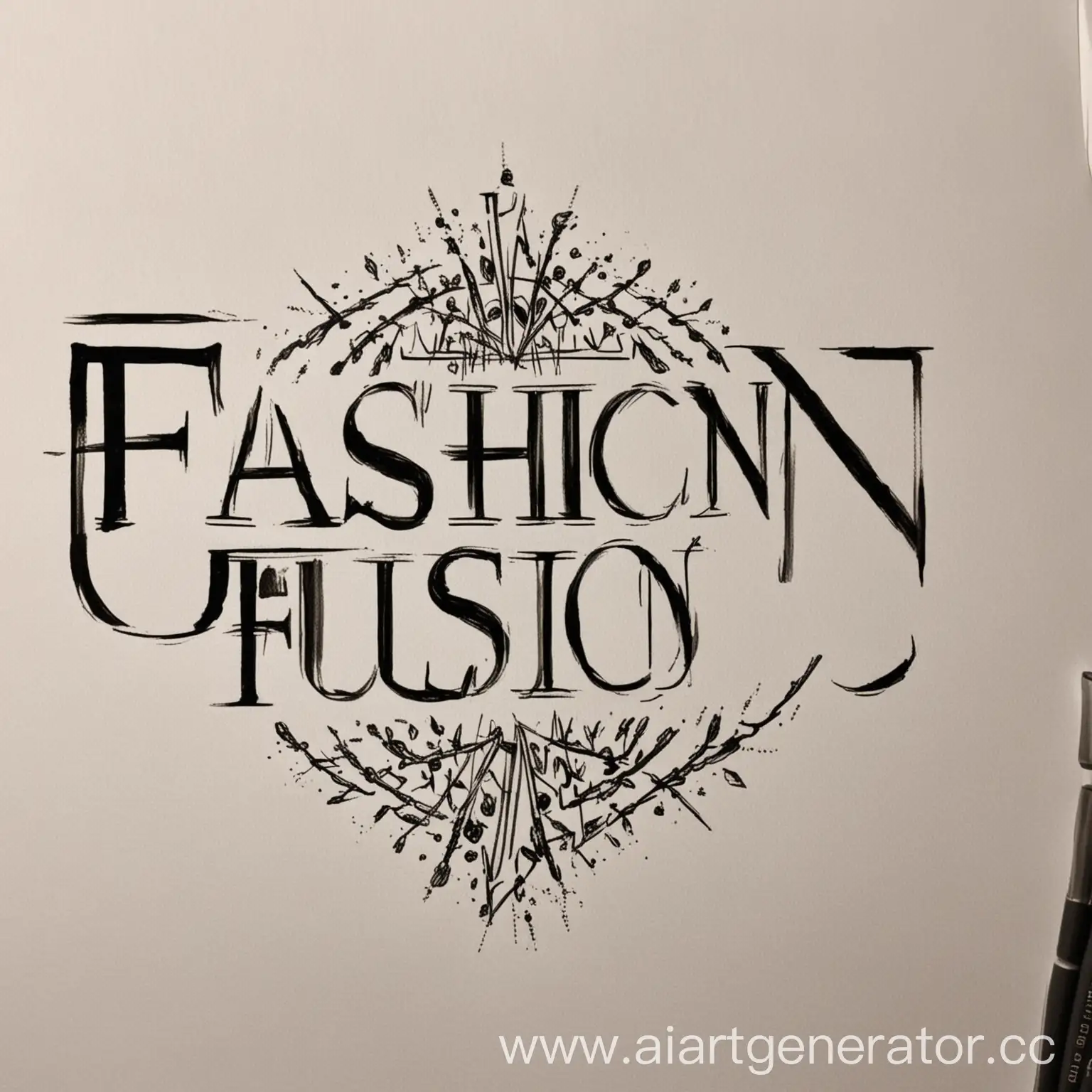 нарисуй логотип со словами fashion fusion
