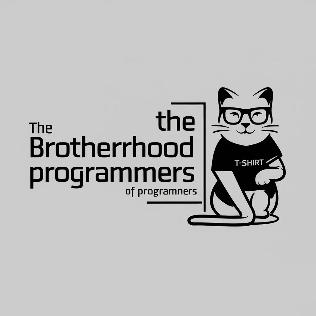 a logo design,with the text "The Brotherhood of Programmers", main symbol:cat,Minimalistic,be used in Technology industry,clear background