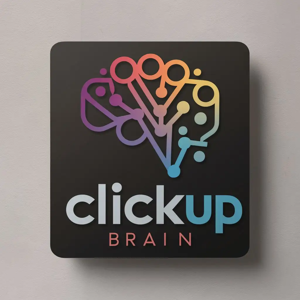 LOGO Design For ClickUp Abstract Brain in Vibrant Colors on Black Background