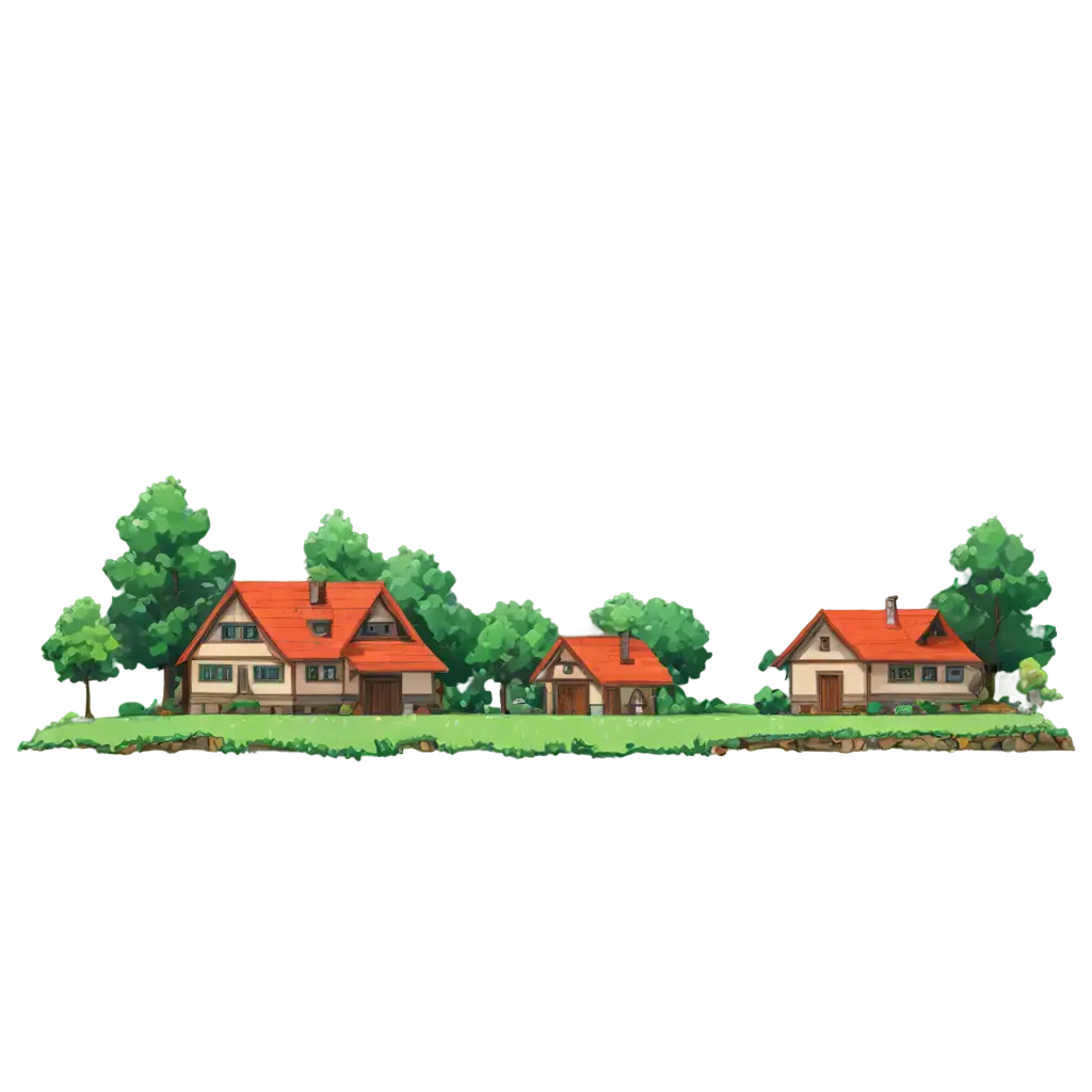 2d pixel background house and village