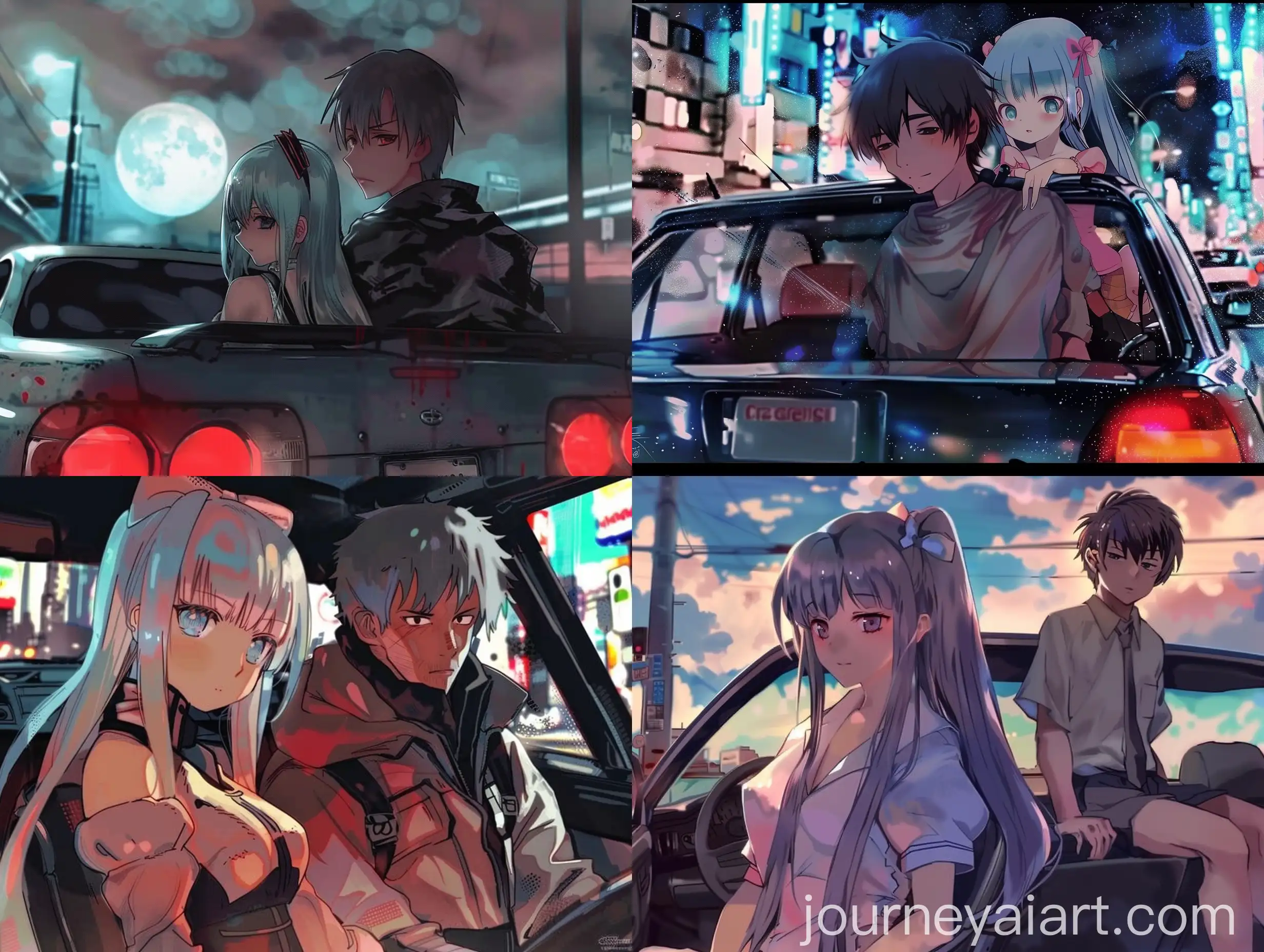 Man-and-Anime-Girl-Riding-Car-Together