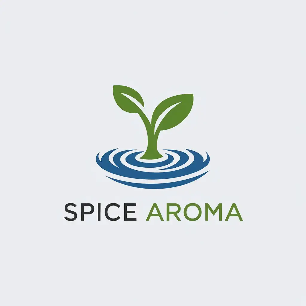 LOGO Design for Spice Aroma Green Sprout Rising from Blue Water