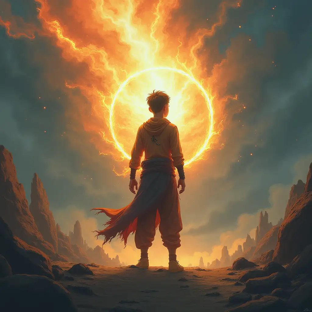 A boy with supernatural power standing in middle gojo domain
