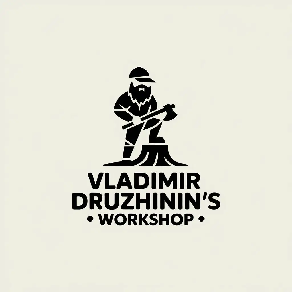 LOGO-Design-for-Vladimir-Druzhinins-Workshop-Lumberjack-Theme-with-Clear-Background