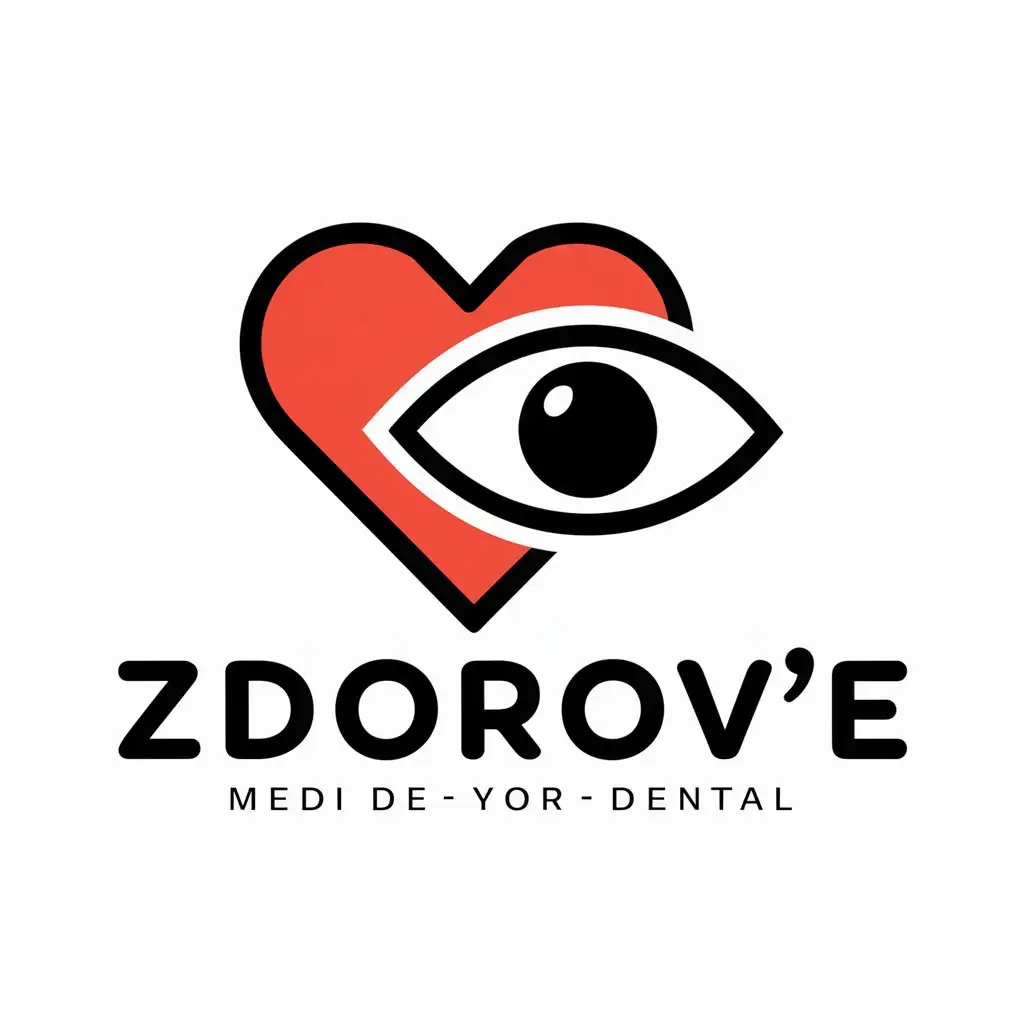 a vector logo design,with the text "Zdorov'e", main symbol:heart, eye,Moderate,be used in Medical Dental industry,clear background