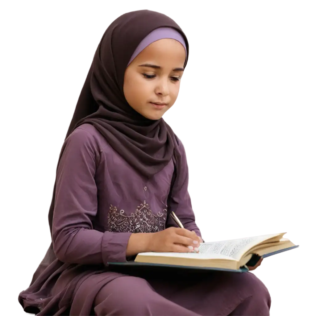 Little-Girl-in-Hijab-Reading-QuranPNG-Image-Usage-Scenarios-HighQuality-PNG-Image-for-Diverse-Applications