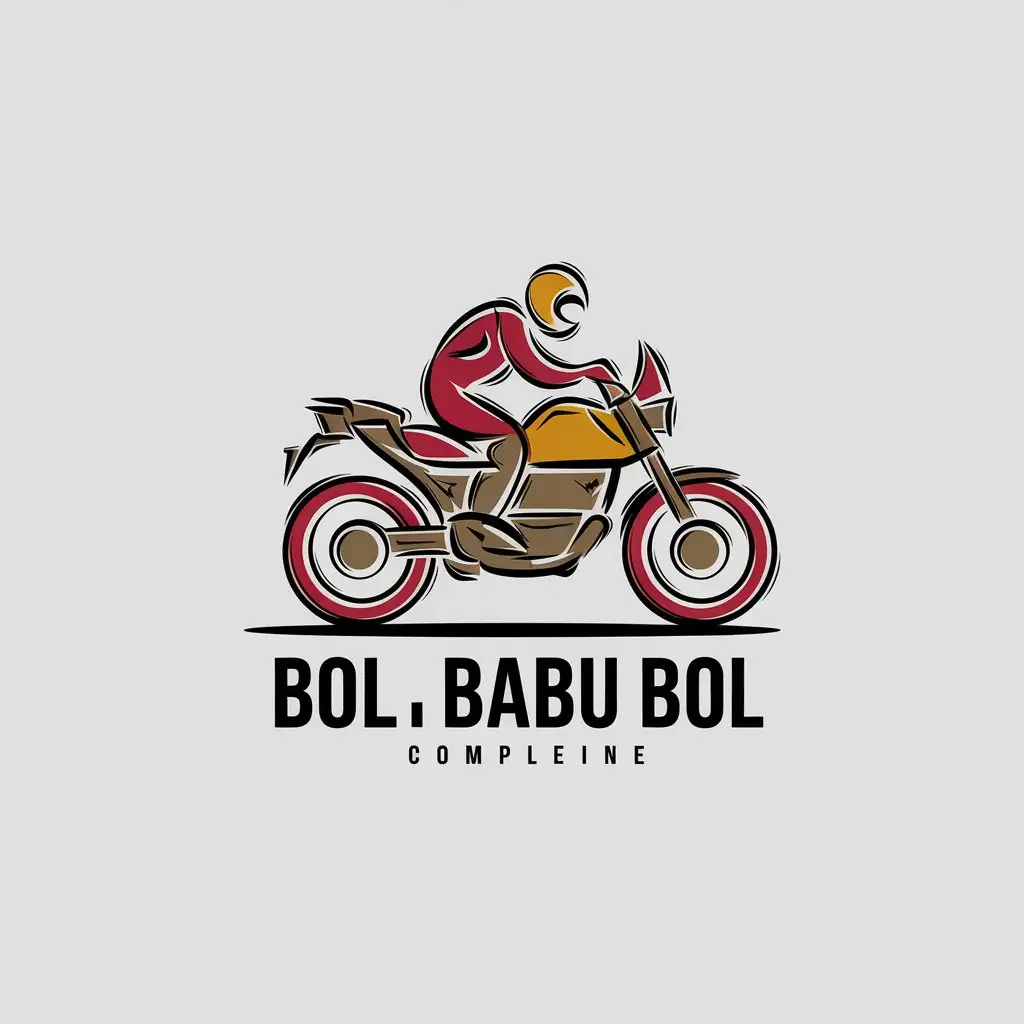 LOGO Design for BOL BABU BOL 3D Adventure Motorcycle with Rider in Red Yellow Gold