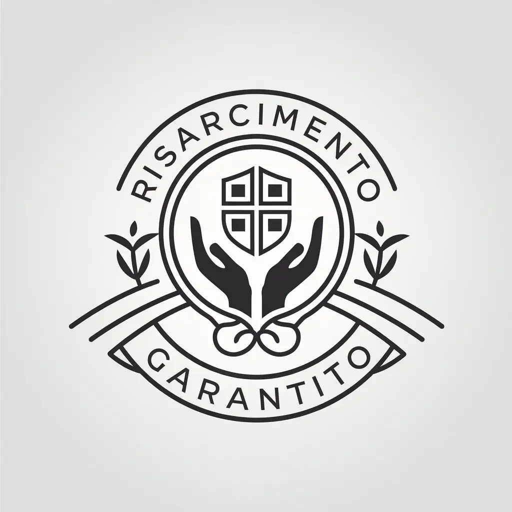 LOGO-Design-for-Risarcimento-Garantito-Minimalist-Shield-with-Hands-in-Legal-Industry