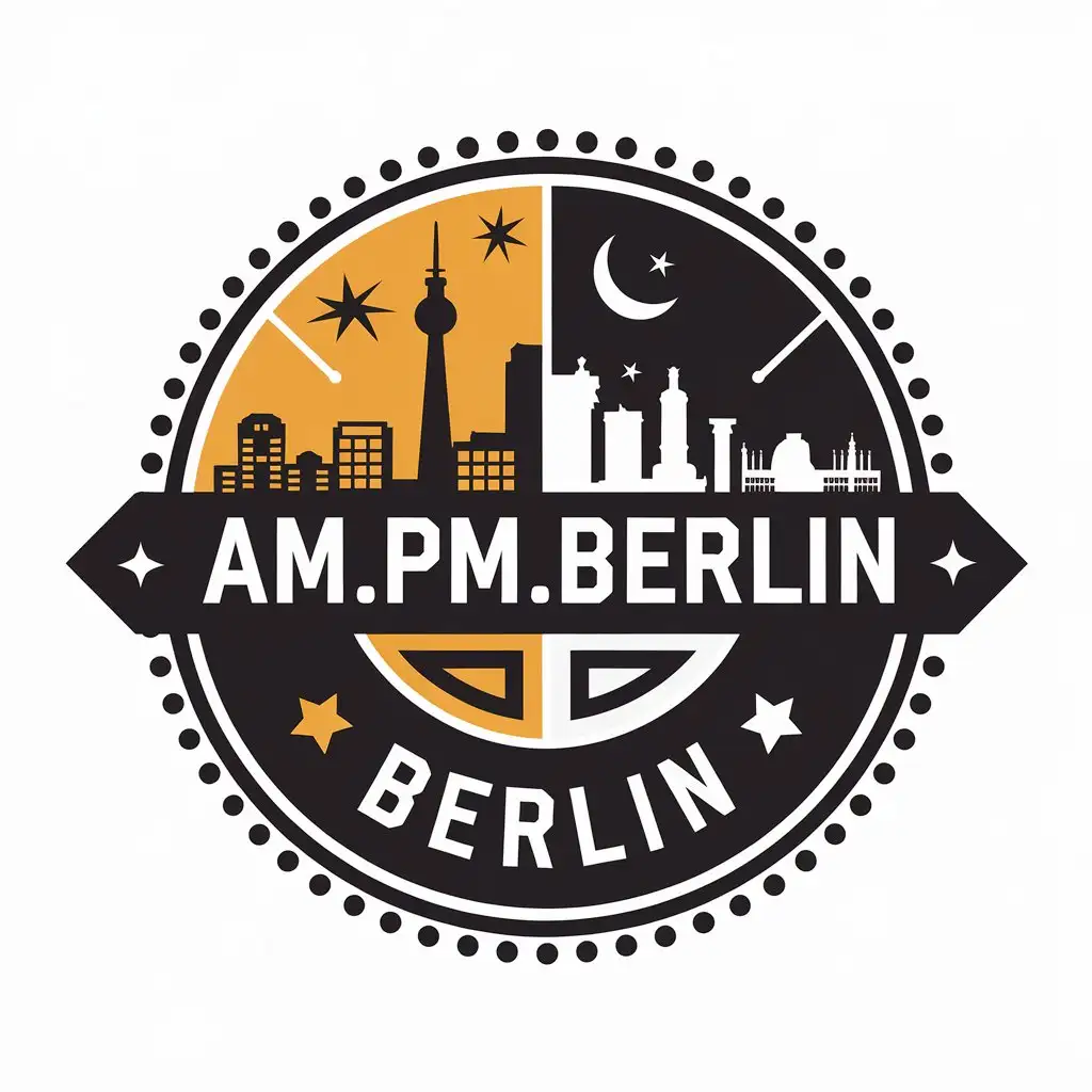 LOGO Design for AMPMBERLIN Day and Night Theme with Berlins Party Culture and Vibrant Nights