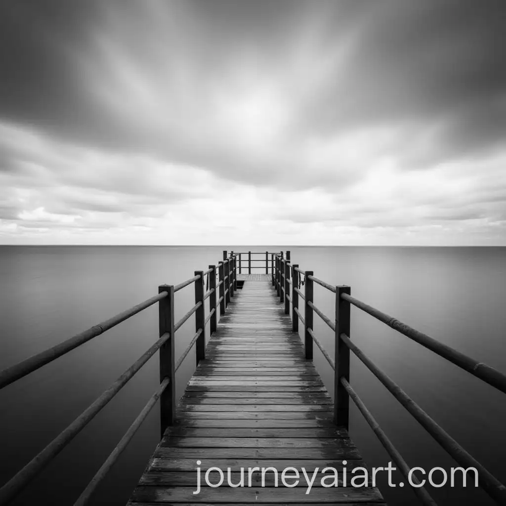Long-Exposure-Black-and-White-Photo-of-WoodenAI-Image-Prompt-Expansion-Pier-in-the-Sea-Under-Cloudy-Sky