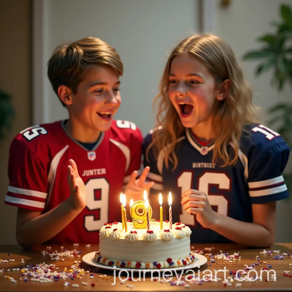 Lifelike-Teen-Boys-and-Girls-Cheering-in-Football-Jerseys-at-a-Birthday-Party