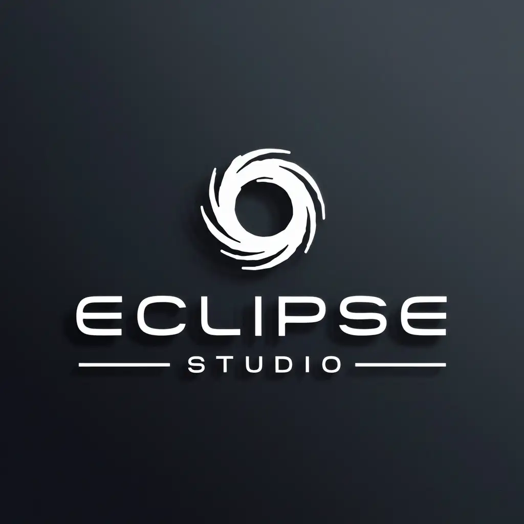 LOGO Design for Eclipse Studio White Vortex on Dark Background Minimalistic Technology Theme