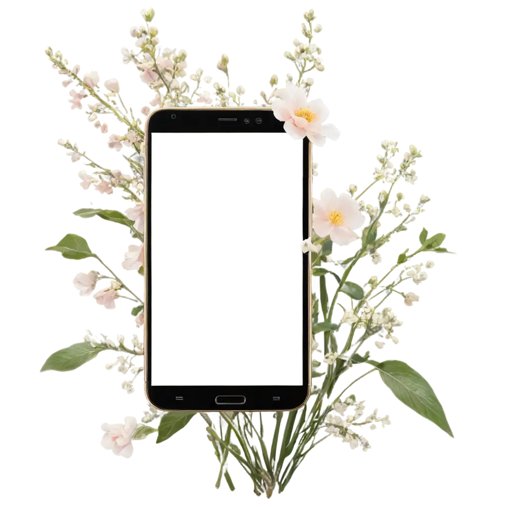 Beautiful-Mobile-Design-with-Realistic-Flowers-HighQuality-PNG-Image