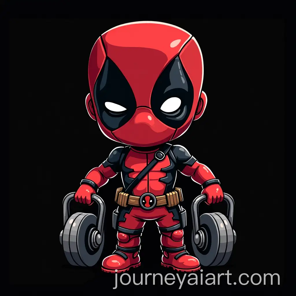 Mini-Deadpool-Lifting-Weights-in-Pop-Art-Style-on-Black-Background
