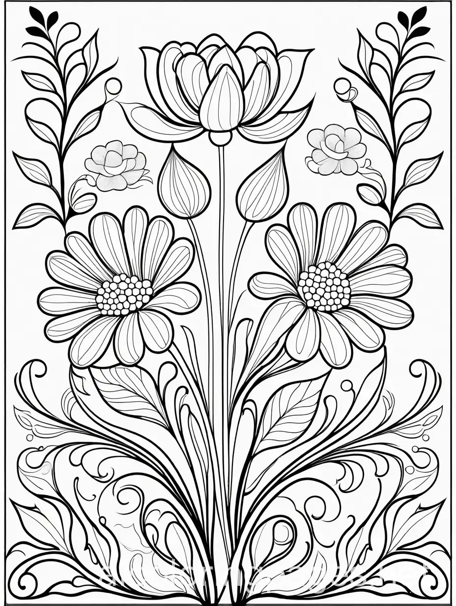 Polish-Folk-Flower-Pattern-Coloring-Page