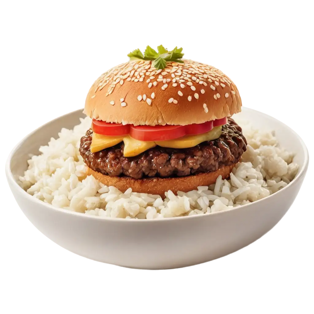 Burger-with-Rice-in-Bowl-PNG-Image-HighQuality-and-Versatile