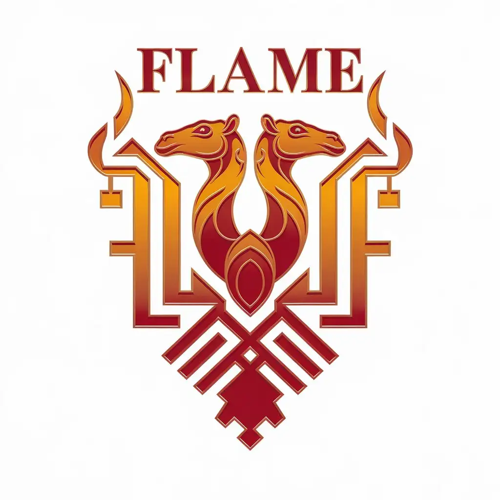 LOGO Design For Flame TwoHeaded Camel Symbol in Vector Style for Retail Industry