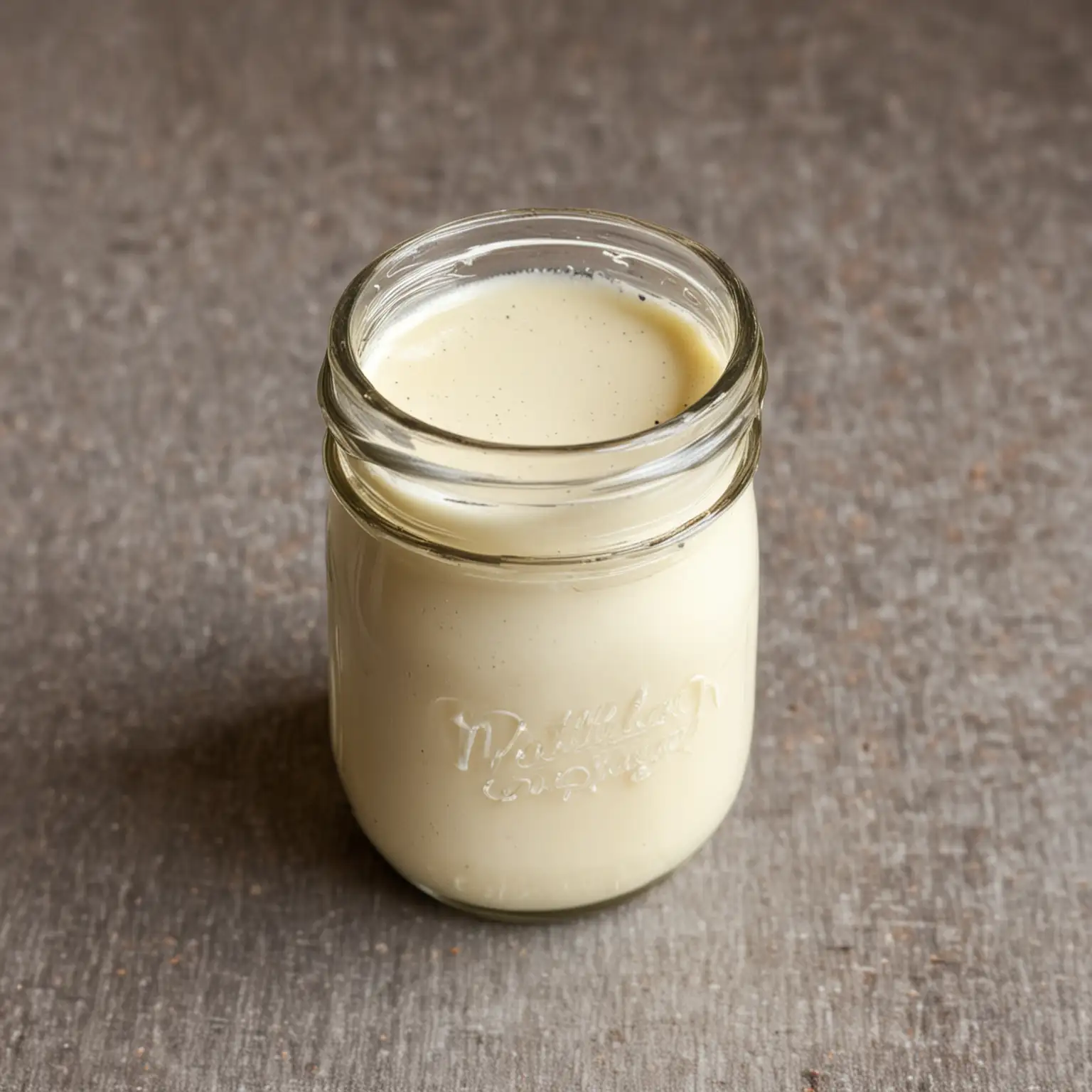 Tiny Mason Jar Filled with White Creamy Juice