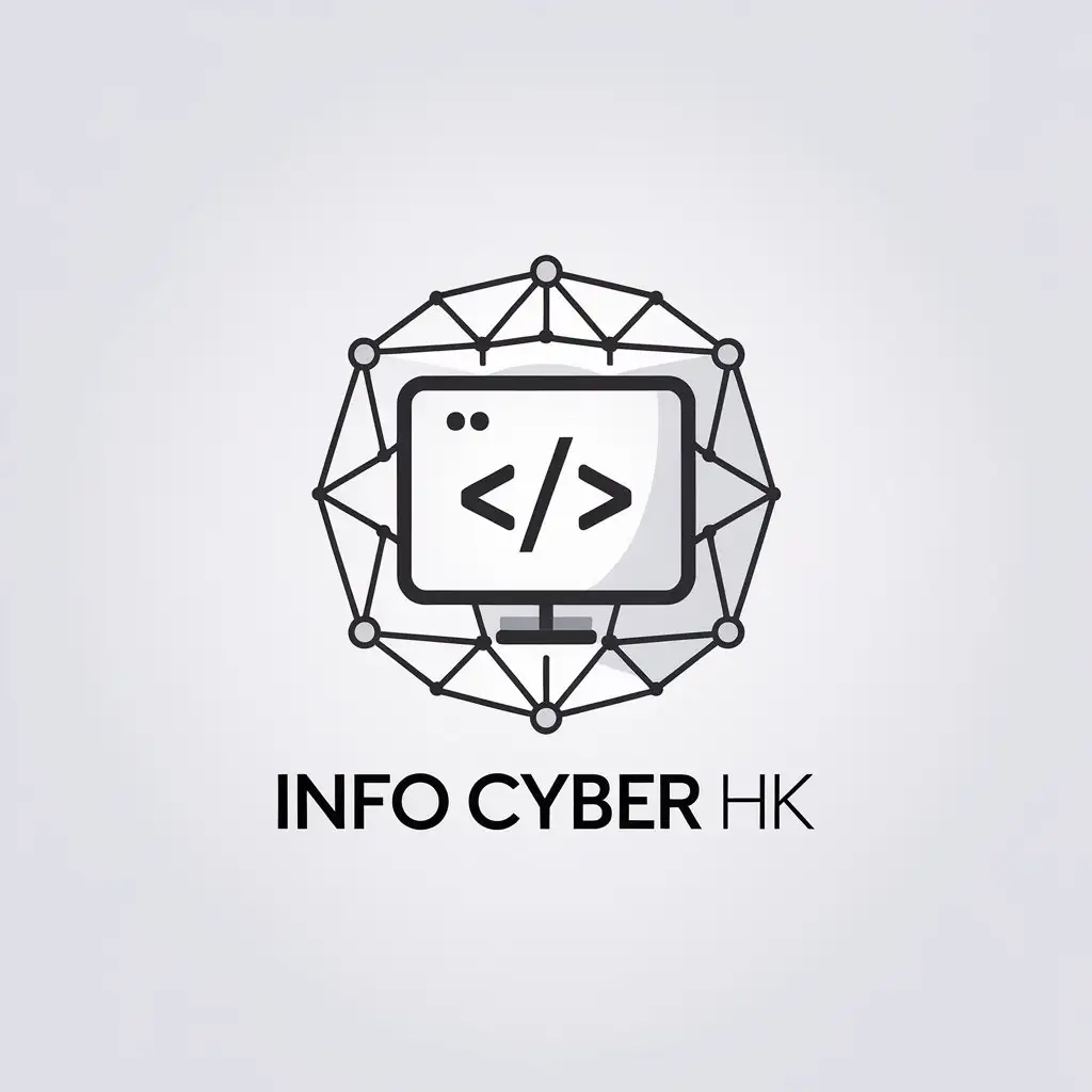 LOGO Design for Info Cyber HK Minimalistic Vector Design with Computer Web and Code Elements for Education Industry