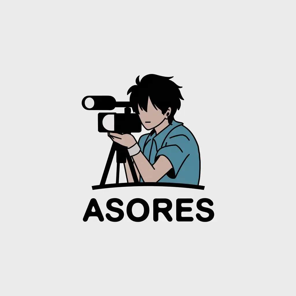 LOGO Design for Asores Minimalistic Anime Lonely Guy Filming on Camera for Nonprofit Industry