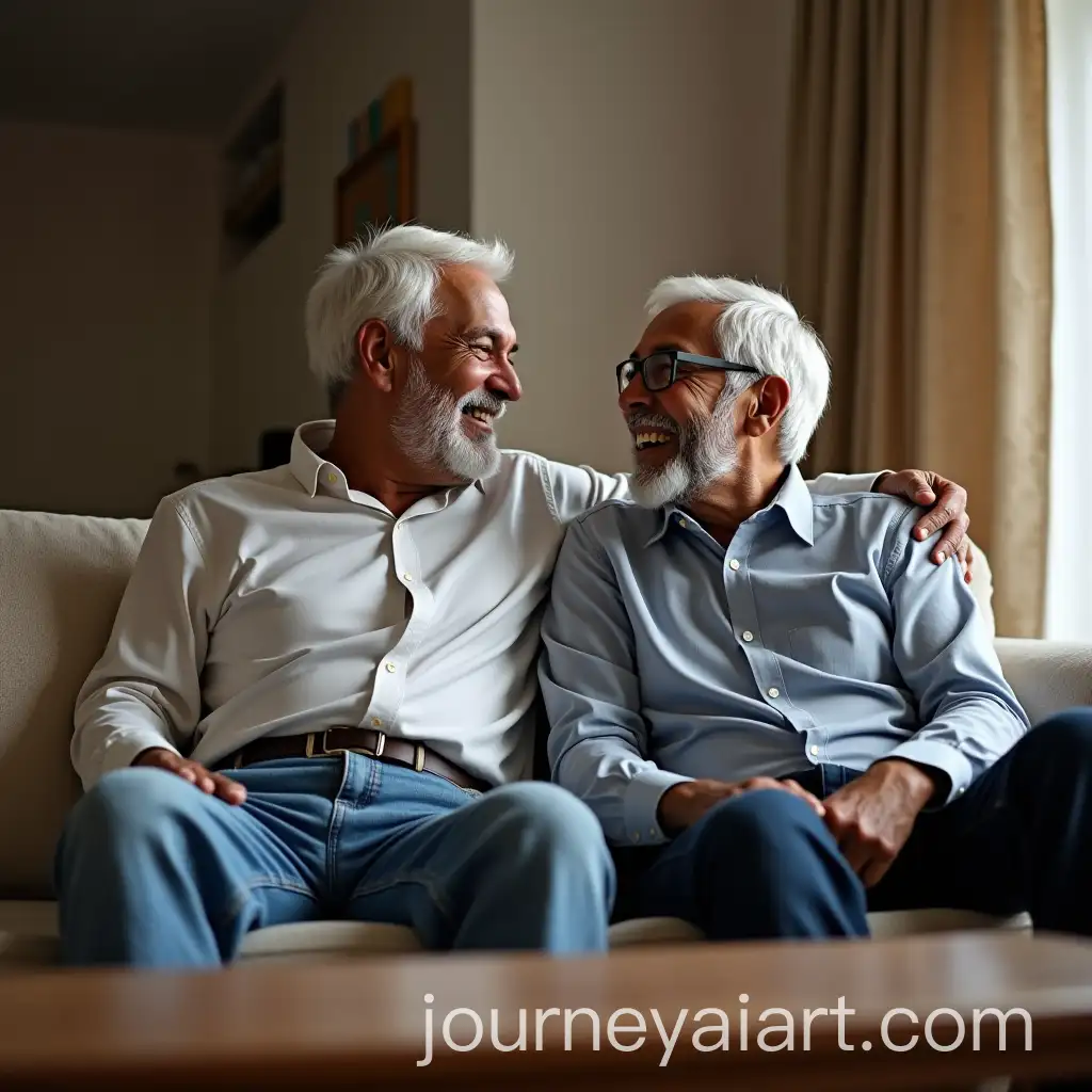 Elderly-Indian-Grandfather-and-Young-Grandson-Sharing-a-Joyful-Moment-on-Couch