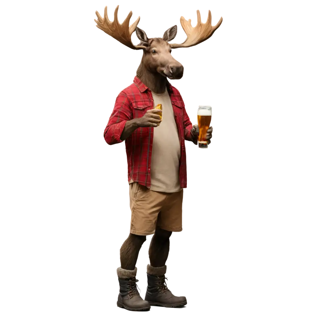 Standing-Moose-Drinking-Beer-PNG-Image-Capturing-a-Whimsical-Wildlife-Moment