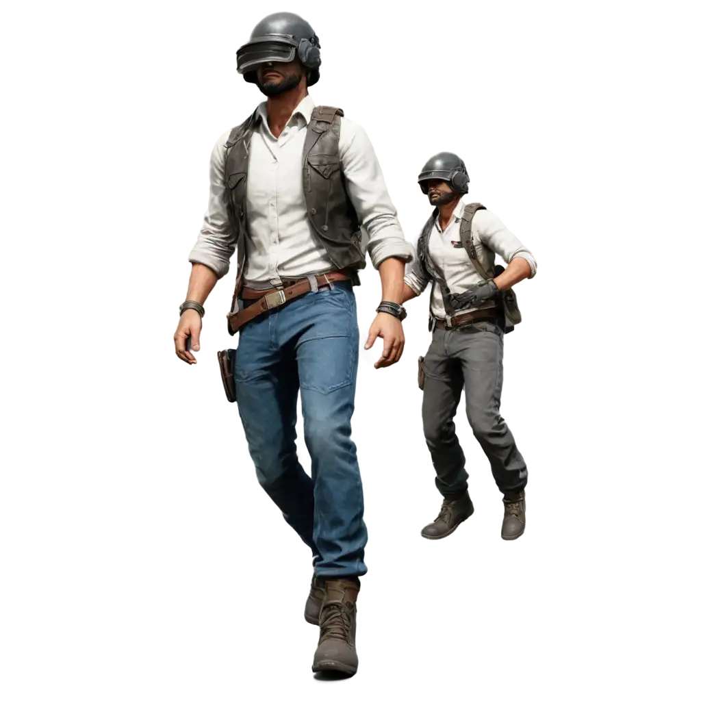 PUBG-Themed-PNG-Image-Four-Figures-with-One-in-the-Center-Surrounded-by-Three-Ideal-for-Digital-Design