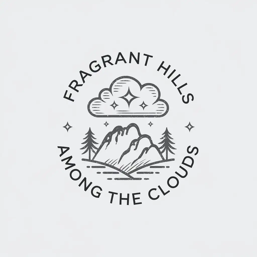 a vector logo design,with the text "Fragrant Hills among the clouds", main symbol:cloud, mountain,Moderate,be used in Others industry,clear background