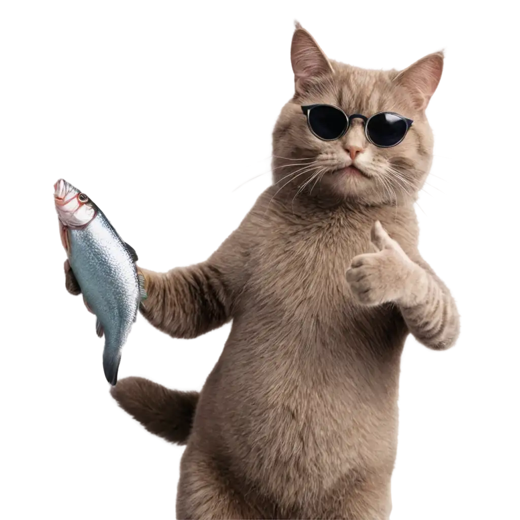 HighQuality-PNG-Image-of-a-Cat-Wearing-Sunglasses-Holding-a-Fish-and-Giving-Thumbs-Up