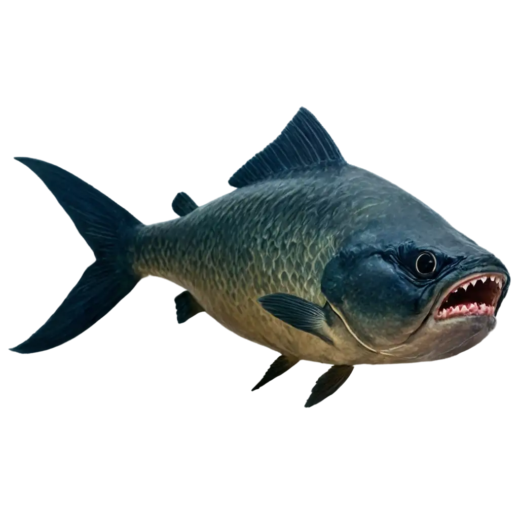 I want a piranha fish with mouth open and sharp teeth. It must be a side view only