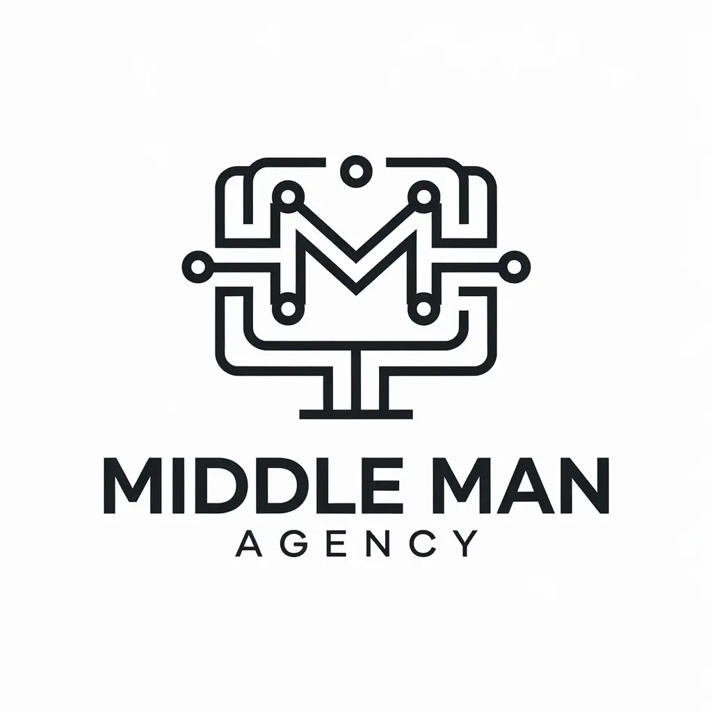 LOGO Design for Middle Man Agency Vector Style with Computer Symbol for Technology Industry