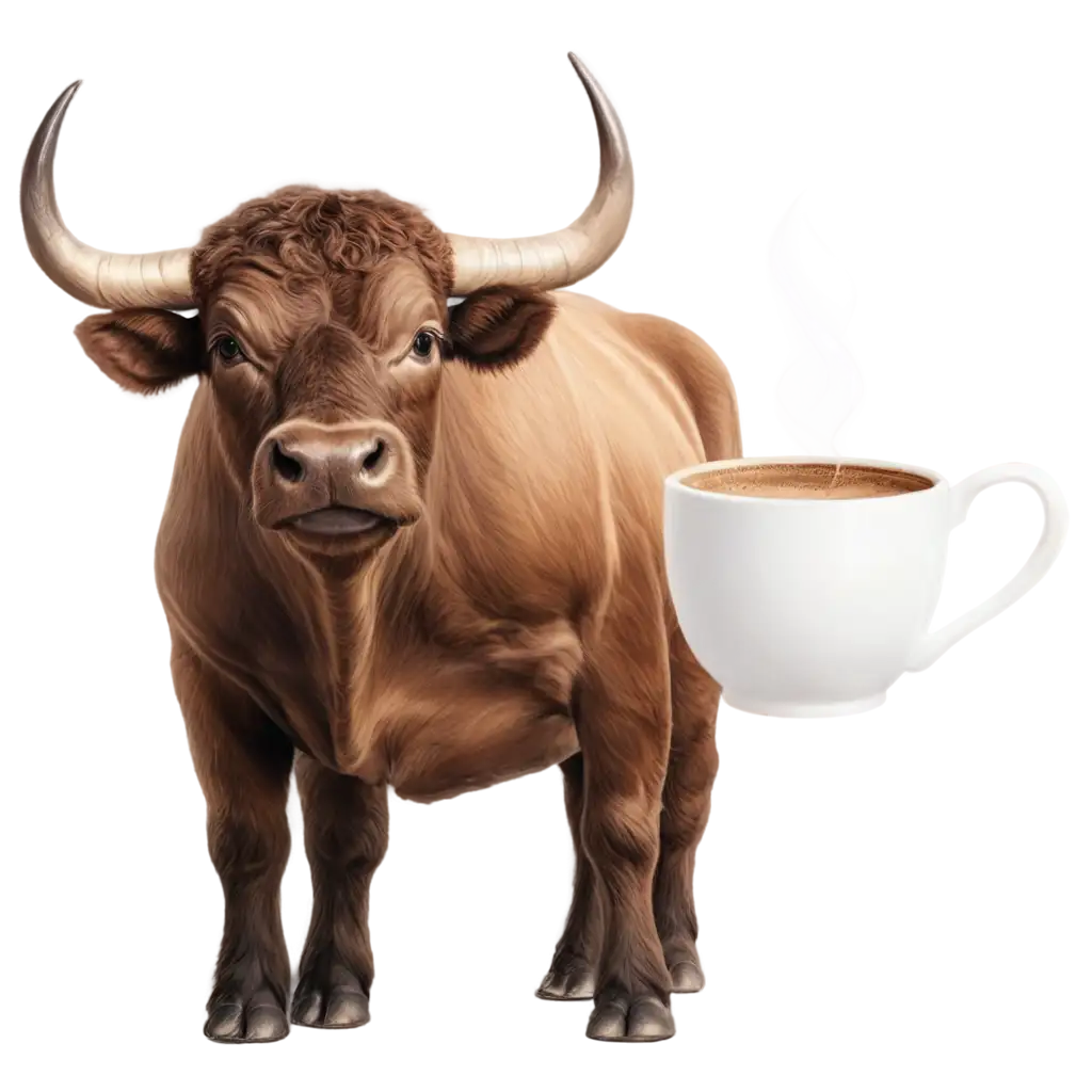 Happy-Bull-Drinking-Coffee-HighQuality-PNG-Image-for-Creative-Use