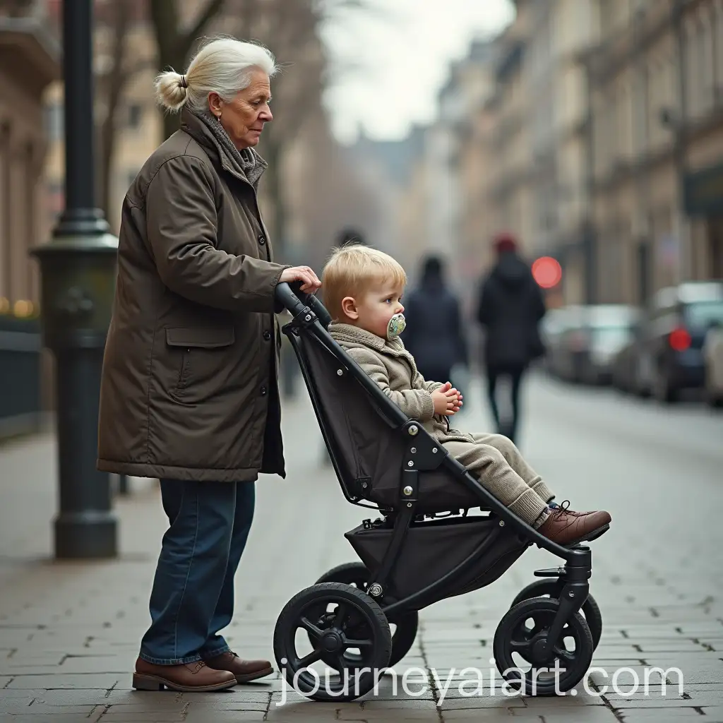 40YearOld-Woman-Nanny-Pushing-Large-Baby-CarriageAI-Image-Prompt-Expansion-with-Adult-Man-Inside