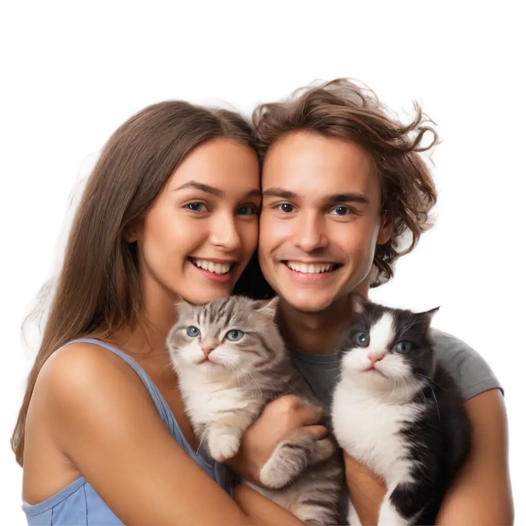 HighQuality-PNG-Image-of-Happy-Guy-and-Girl-with-Pets-Closeup-Shot