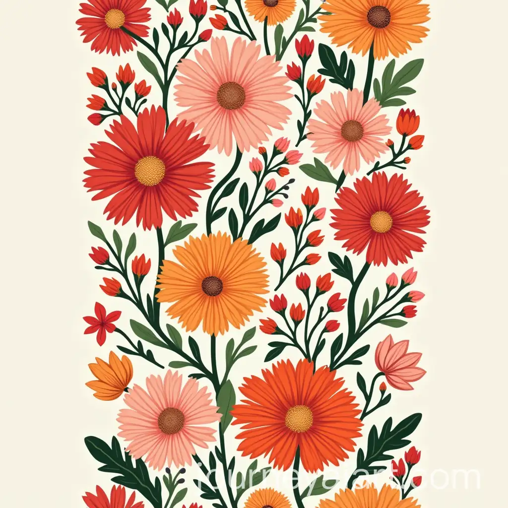 Floral-Poster-Design-with-Chrysanthemums-RedAI-Art-Prompt-Expansion-Corals-and-Green-Leaves-in-Orange-and-Pink-Shades