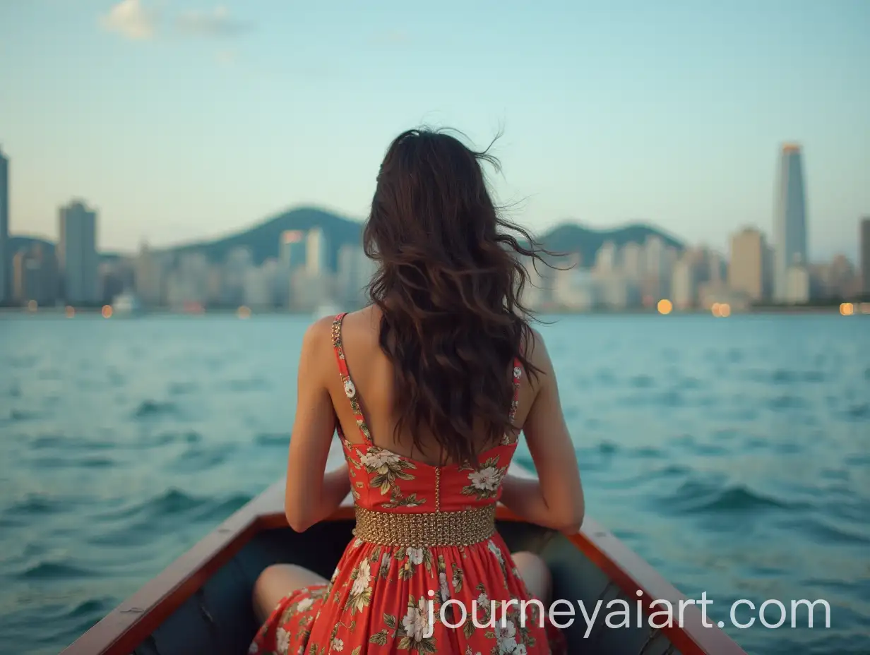 TokyoInspired-Woman-on-a-Boat-with-Water-Reflection