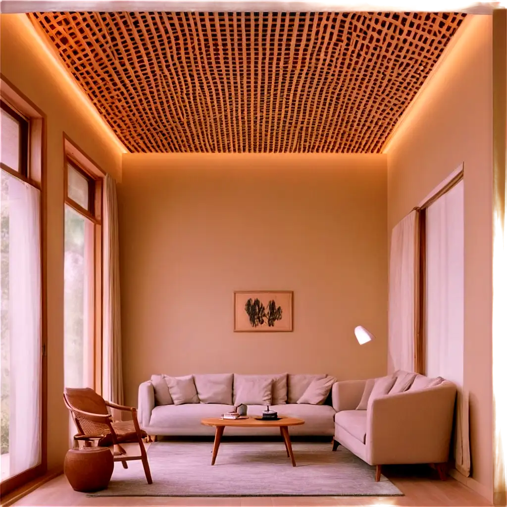 Minimal-Traditional-Style-Living-Room-Ceiling-Design-PNG-Featuring-Wood-and-Bamboo-Net-Inspired-by-BV-Doshi