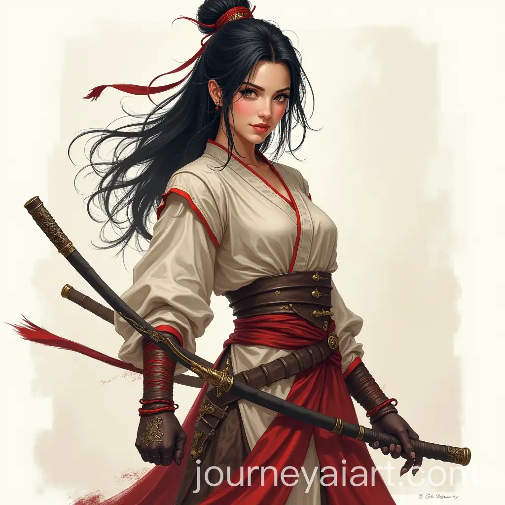 Female-Asian-Fantasy-Adventurer-Rogue-in-Toned-Hanfu-with-Visible-Brush-Strokes
