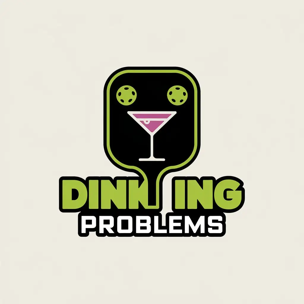 LOGO Design for Dinking Problems Playful Tee Shirt Design with Pickleball and Drink Theme