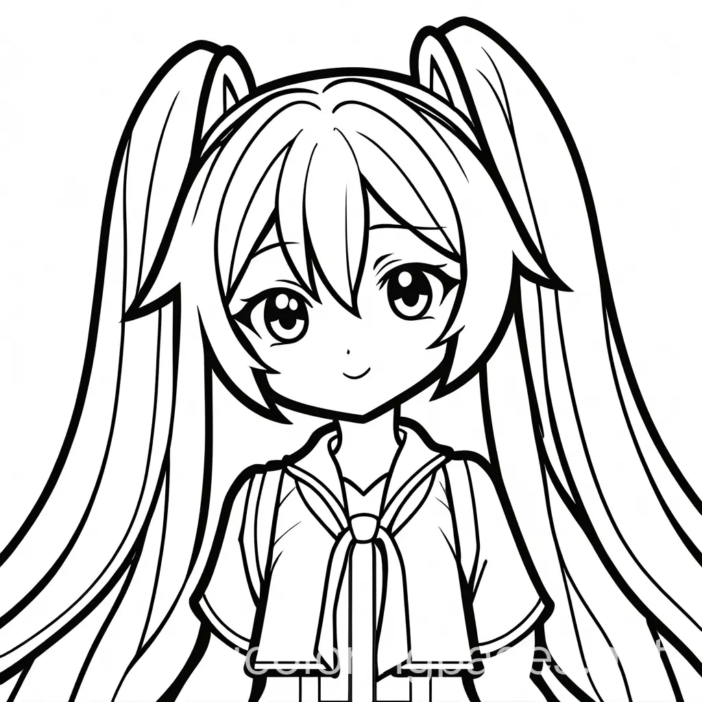 Hatsune-Miku-Coloring-Page-Simple-Line-Art-on-White-Background