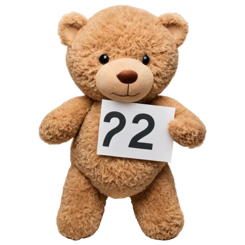 Stuffed-Bear-Next-to-Number-2-PNG-Image-HighQuality-Transparent-Artwork-for-Various-Uses