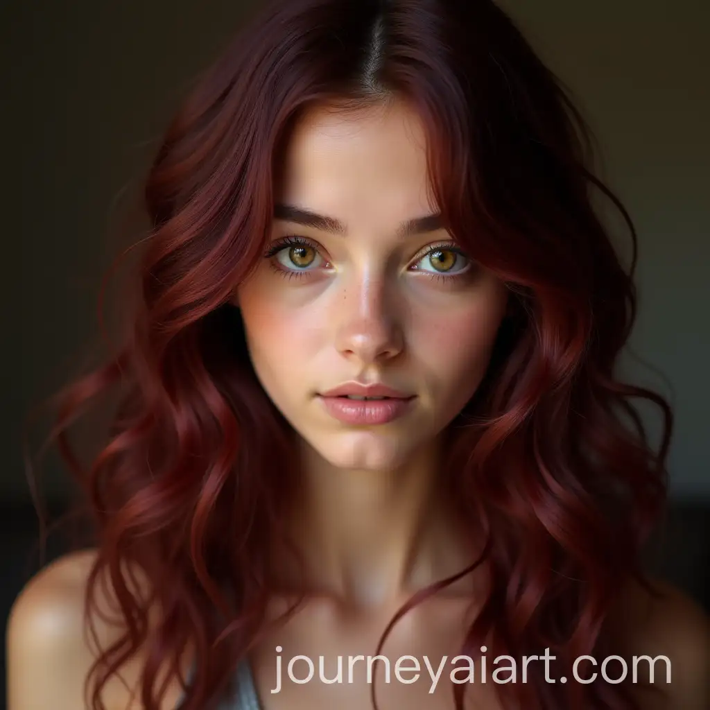 Young-Adult-with-Heterochromatic-Eyes-and-Burgundy-Wavy-Hair